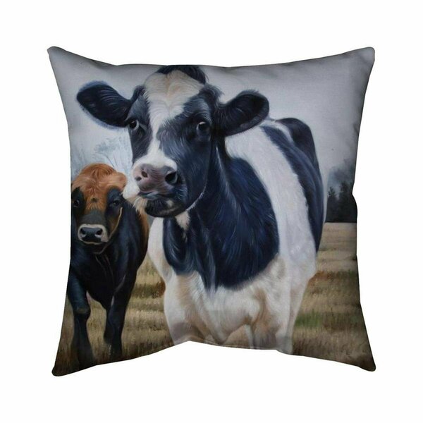 Begin Home Decor 26 x 26 in. Two Cows Eating Grass-Double Sided Print Indoor Pillow 5541-2626-AN430
